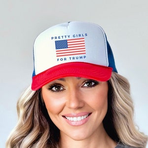 Pretty Girls for Trump 2024 trucker hat wife gift hot girl summer hat fun beach hat  embroidered hat Maga Hat Make America Great Again