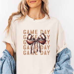 Football Game Day Coquette Bow Shirt Comfort Colors Tshirt Football Tee Cute Football Season Shirt Football Mom Shirt Trendy Game Day Tee