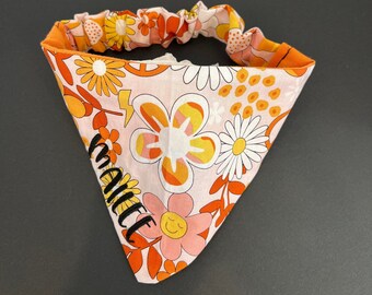 Embroidered Scrunchie Reversible Dog Bandana Personalized Dog Bandana with Elastic cat bandana Customizable Pet Scarf Father's Day dog gift