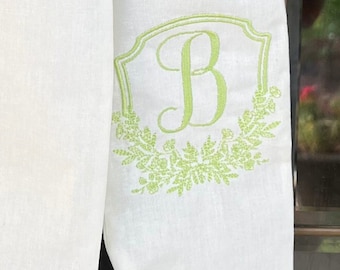 Monogrammed Initial Wreath Sash Front Door Bow Sash Seasonal Housewarming gift Personalized Wreath Sash Custom Door Decor Cotton Bride Gift