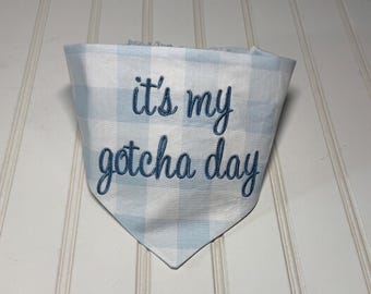 Gotcha Day Girl or Boy Dog embroidery Bandana Custom Birthday party scarf photoshoot 1st birthday puppy bday bandana dog party dog birthday