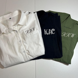 Bridal Button Down Shirt • Bachelorette Party Shirts • Monogrammed Wedding Day Shirt • Personalized Bride Shirt • Custom Getting Ready Outfi