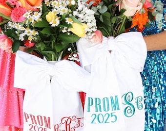 Hoco Custom Embroidered Bouquet wrap sash bow Prom Bouquet Sash with Name Custom Wedding Ribbon Homecoming Bouquet Sash School Spirit Bow