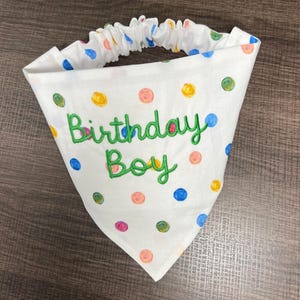Birthday Day Girl or Boy Dog embroidery Bandana Custom Birthday party scarf photoshoot 1st birthday puppy bday bandana dog party