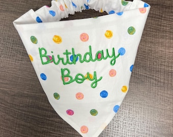 Birthday Day Girl or Boy Dog embroidery Bandana Custom Birthday party scarf photoshoot 1st birthday puppy bday bandana dog party