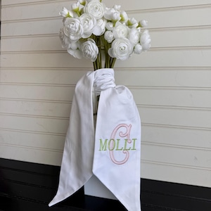 Personalized Bouquet Sash with Large Initial, Custom Name Sash, Prom 2026 Bouquet Ribbon, Wedding Monogram Sash, Graduation Sash