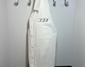 Monogrammed Cotton Button-Up Shirt  Custom Embroidered Cover-Up  Women’s Linen texture Shirt Swimsuit Cover Up Graduation or Bridesmaid Gift
