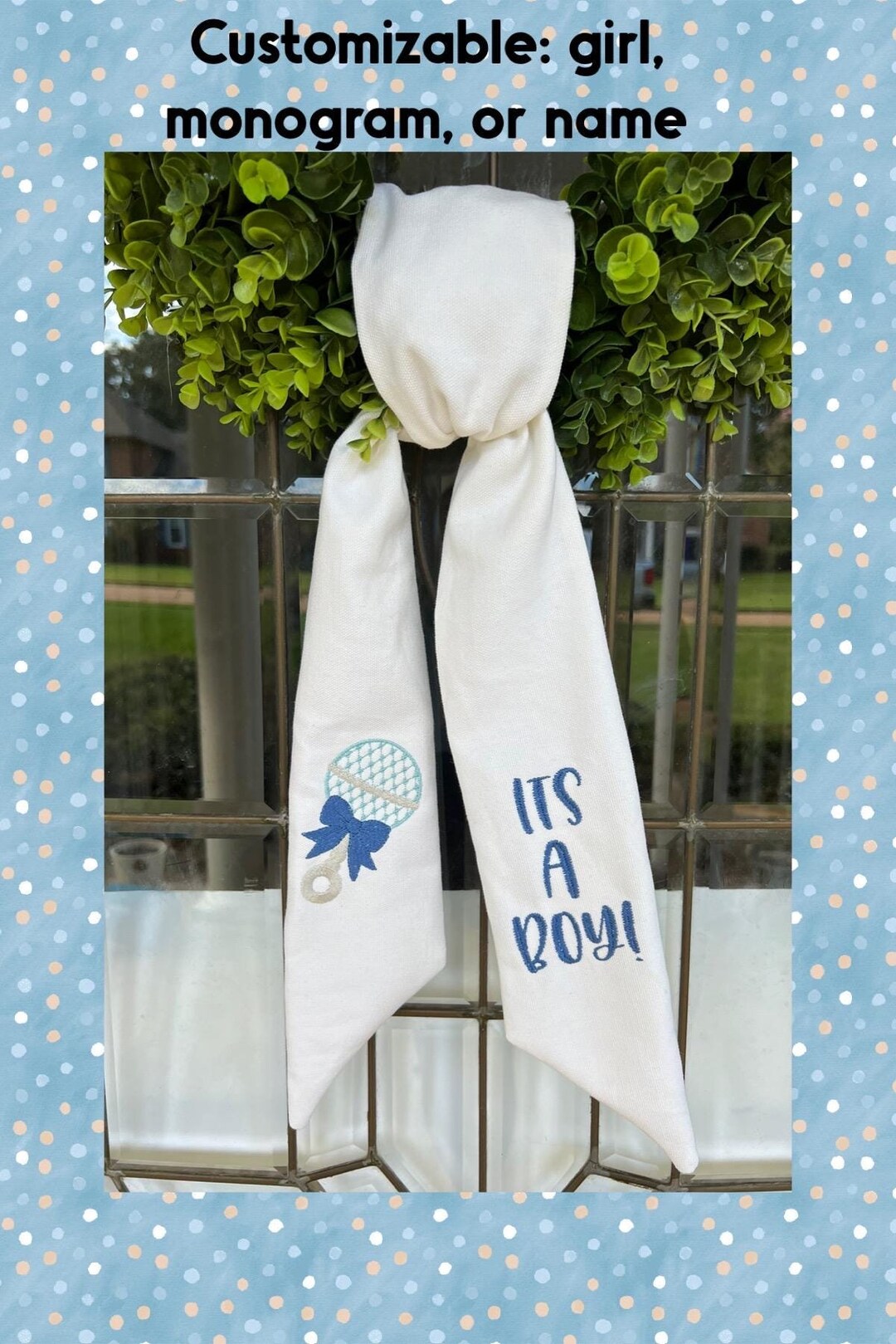Custom It's a Boy or Girl Baby Wreath Sash Welcome Banner Hospital Door ...