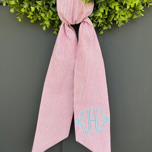 Monogrammed Initial Wreath Sash Front Door Bow Housewarming gift Personalized Wreath Sash Custom Spring Summer sash Decor Cotton Bride Gift