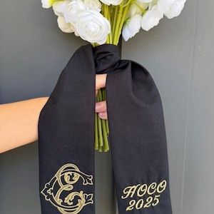 Wedding Bouquet Sash, Double Initial Monogram Ribbon, Bride Bouquet Wrap, Custom Wedding Flowers Sash, Personalized Bridal Keepsake