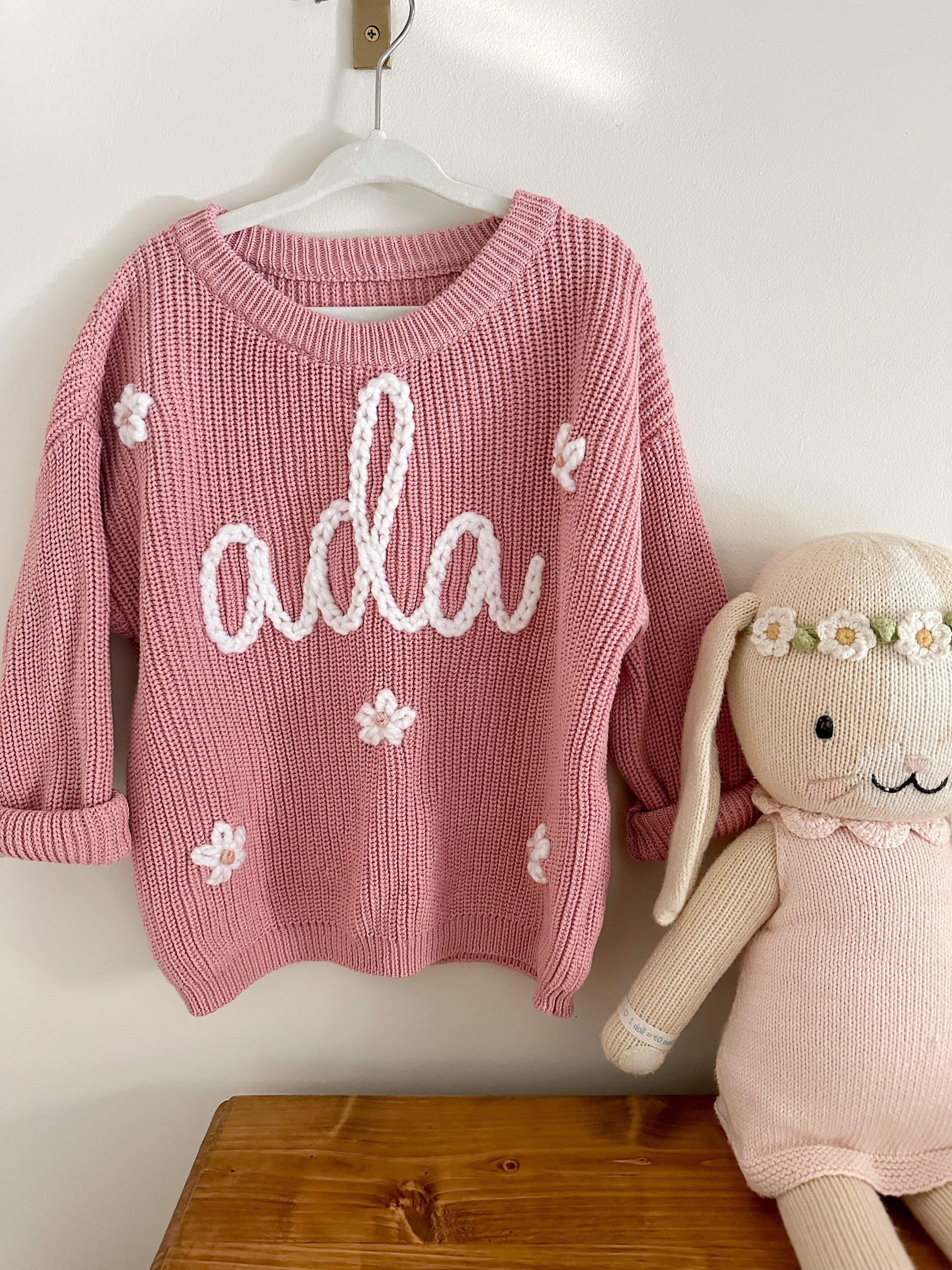 【送料無料】 Hand-embroidered Custom Chunky Toddler Baby Knit トップス