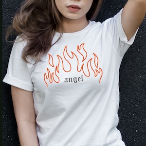 Angel With Flames T-Shirt, Angel In Flames T-Shirt, Fire Shirts , Flame Aesthetic, Angel Tees