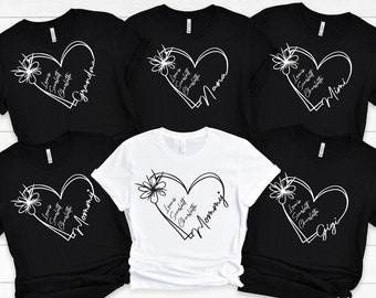 Custom Mom Shirt: Personalized Family Heart T-shirt