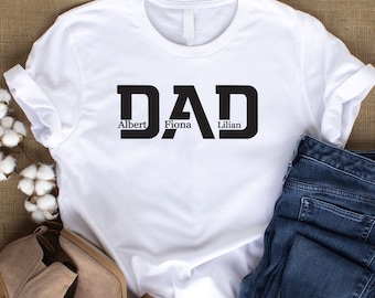 Personalized Dad Shirt, Custom Kids Names, Father's Day Gift