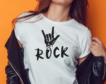 Rock and Roll Hand T-Shirt: Rock Music Tee, Rocker Gift