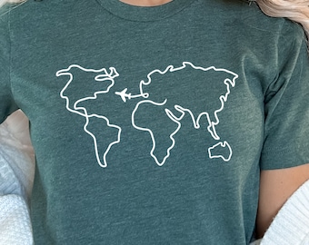 World Map Travel Shirt: Adventure Tee, Wanderlust Gift