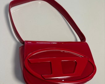 Diesel 1DR Tasche aus verspiegeltem Leder in Rot