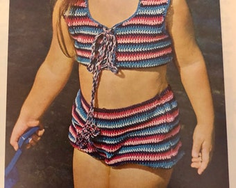 Retro 1970’s Child Crochet Bathing Suit PDF Pattern