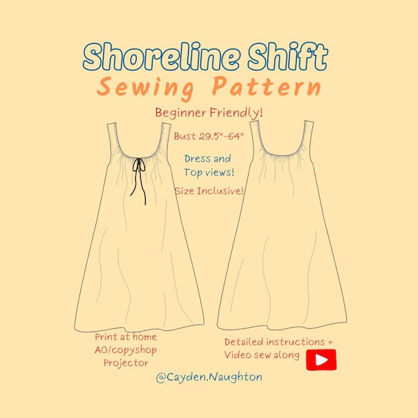 Shoreline Shift Dress Sewing Pattern | Beginner Friendly (PDF Pattern)