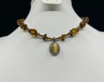 Tigers eye necklace antique pendant