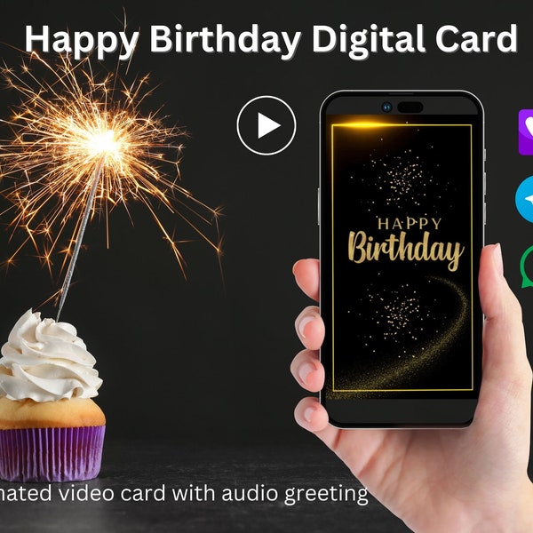 Happy Birthday Video greeting card for mobile