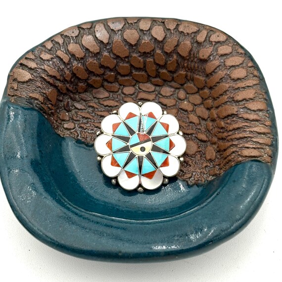 Zuni Surface Pendant Pin Delwin Gasper Signed Sterling Silver Sun 