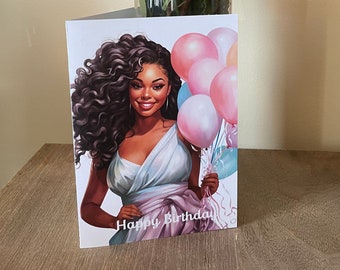 6 count -  African American greeting cards, Black Birthday cards, Birthday cards for Brown women, Melanin Birthday Cards