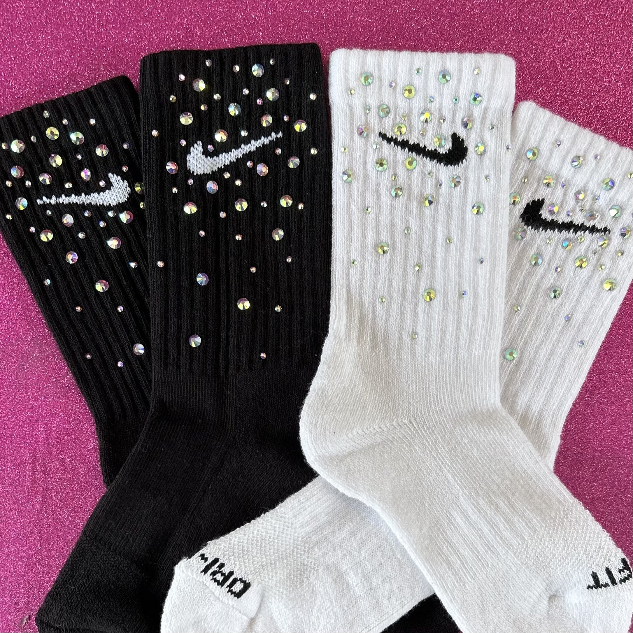 Chaussettes longues Nike a strass et pierres precieuses Etsy France
