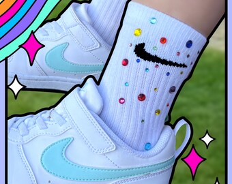 Nike long crew Rhinestone gem Socks Kids Youth sizes