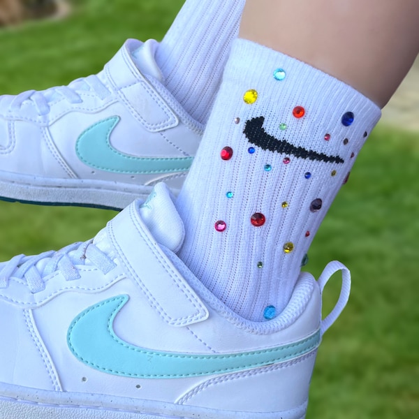 Nike long crew Rhinestone gem Socks