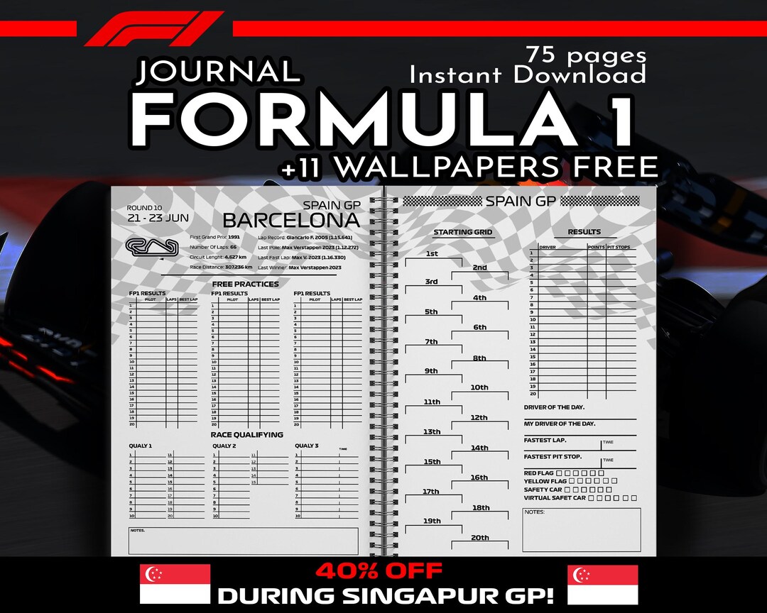 F1 JOURNAL 2024, F1 Planner 2024, Singapur GP Now Download PDF, 75 ...