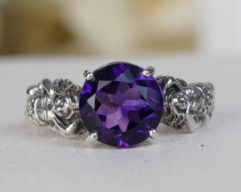 Zilver925 natuurlijke amethist - filigraanring blauwe topaas