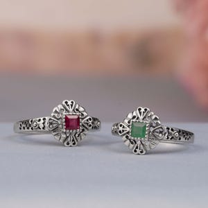 Silver925 Natural Citrine - Blue Topaz Vintage Filigree Ring