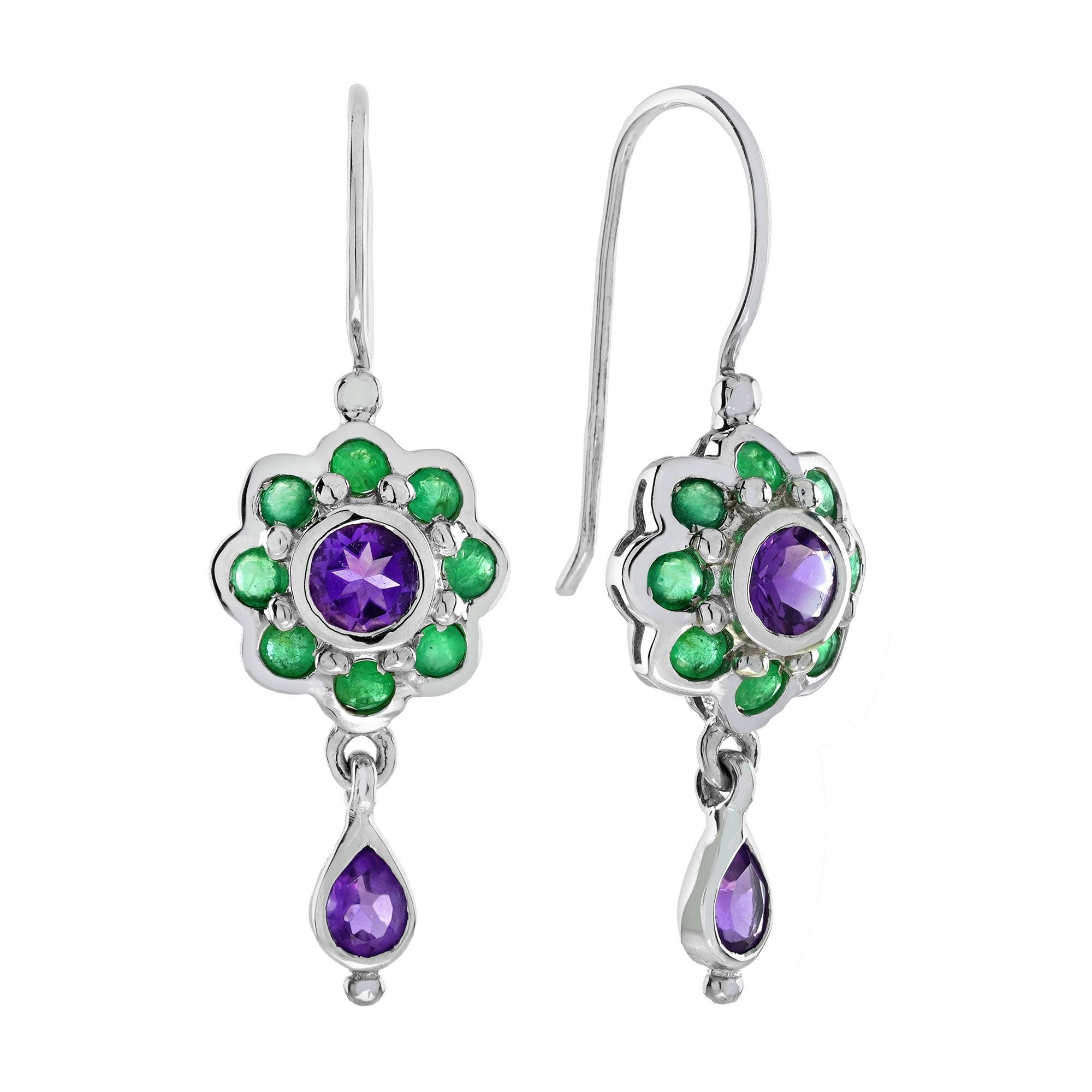 Ivy Gems Pendente E Orecchini A Goccia In Oro Bianco 9kt Con Ametista - Pietra Viola A Forma Di Pera 9x6 Mm - Gioiello Regalo, Scatola Inclusa