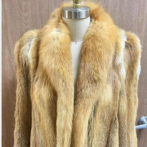 Vintage Natural Red Fox Fur Coat Made in Korea