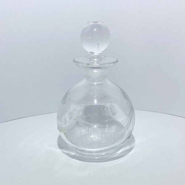 Vintage Lead Crystal Perfume Oil Bottle Carafe Decanter Made in Italy