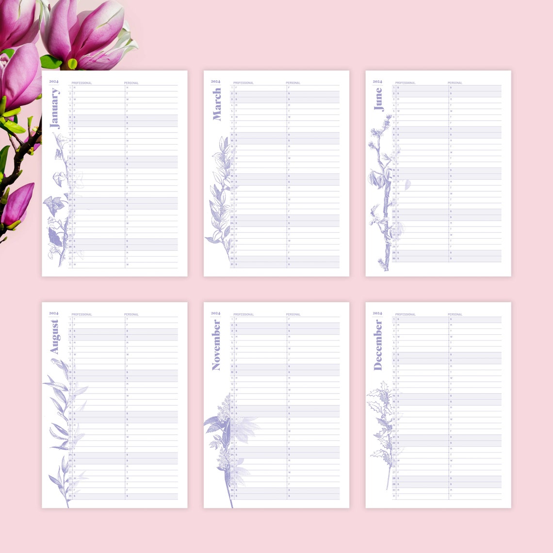 Printable 2024 Calendar In Horizontal Vertical Overview In Etsy Printable 2024 Calendar In Horizontal Vertical Overview In Etsy