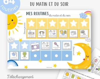 Children's morning and evening routines, Children's routine chart, Morning and bedtime routines, Printable children's routine poster