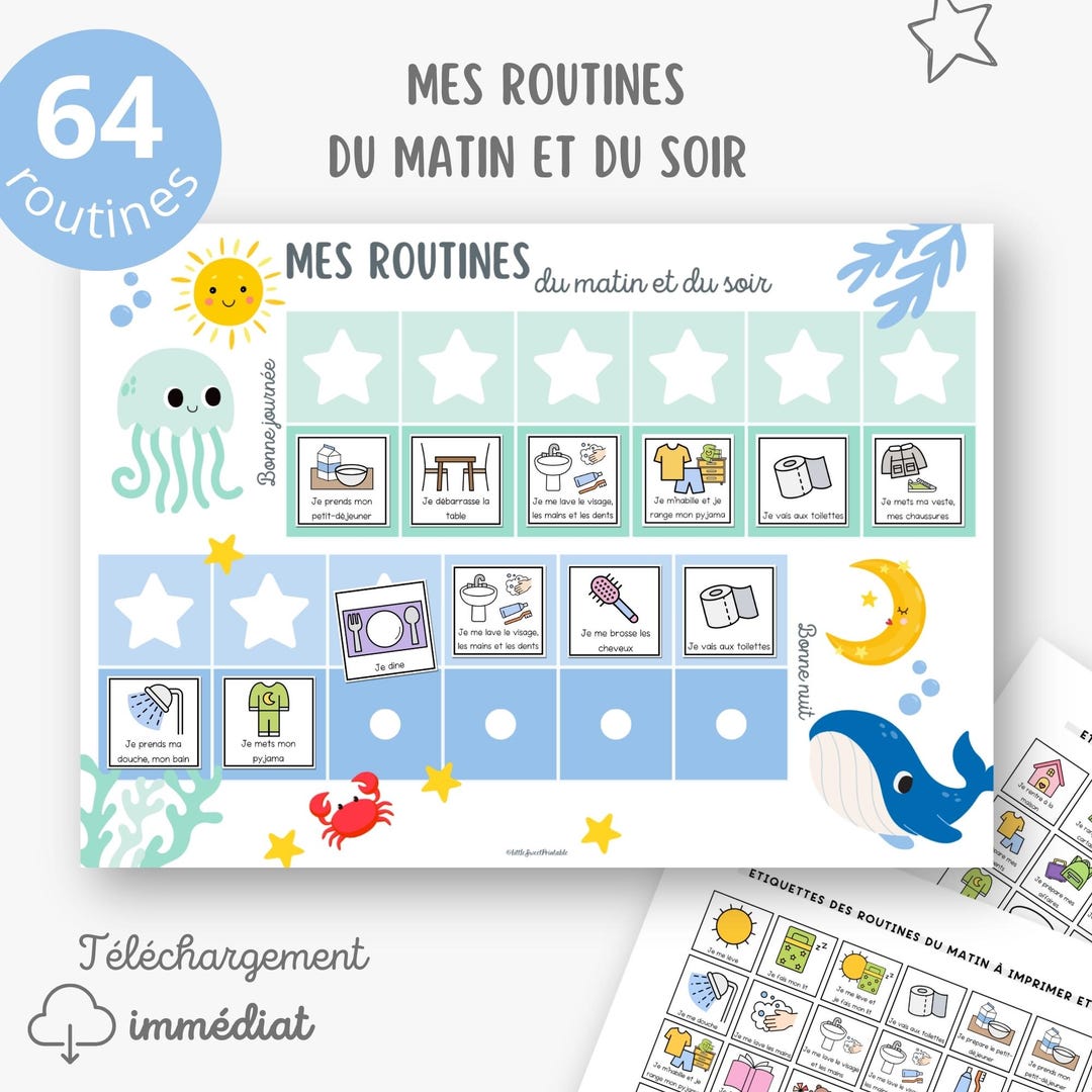 Children's Morning and Evening Routines, Routine Chart, Poster for ...