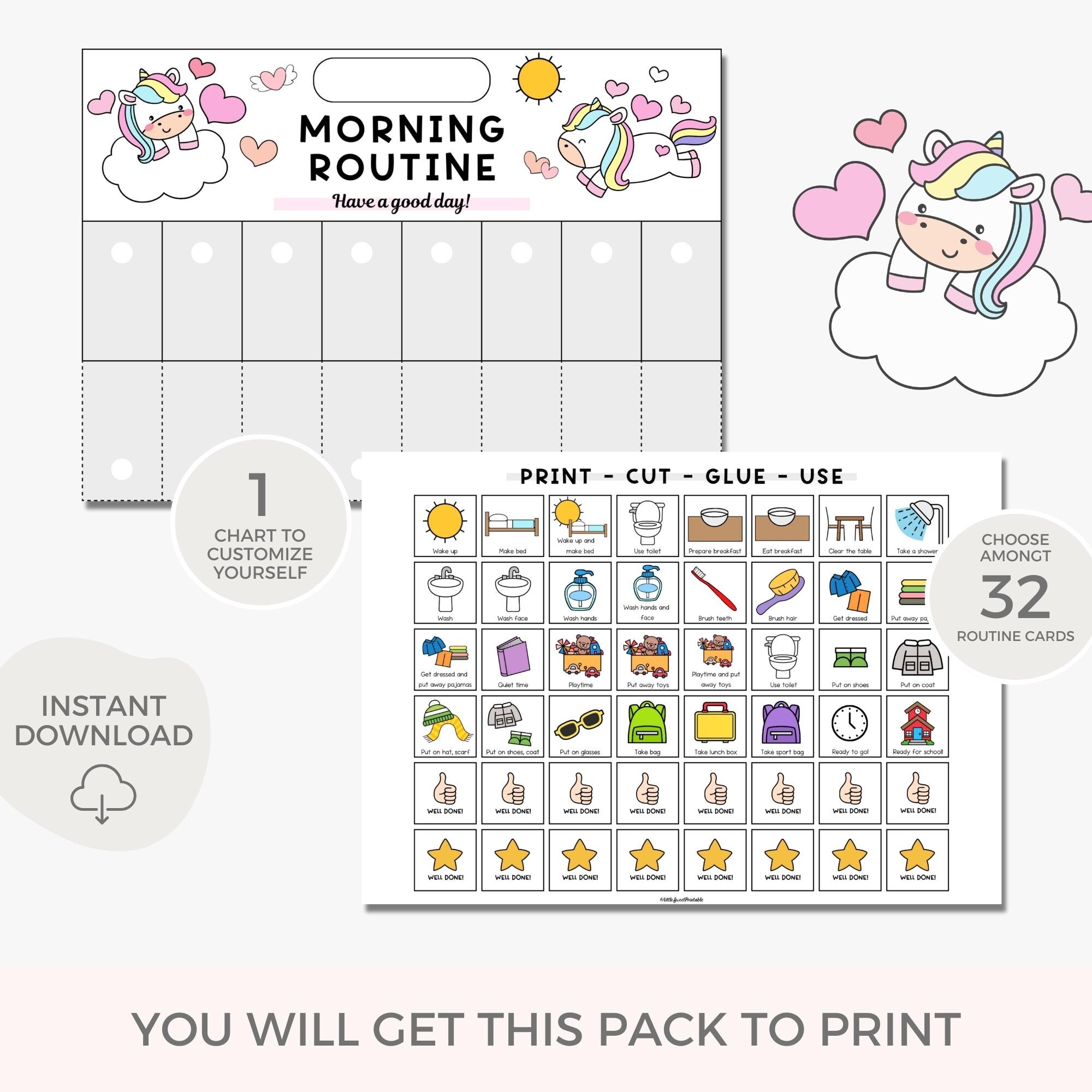 Morning Routine For Children Morning Routine Printable for Kids, Routine Chart for Toddler ...