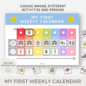Weekly visual calendar, Toddler visual schedule, Daily schedule, Weekly kid calendar, Kid planner, Printable routine, Daycare, Chart image 4