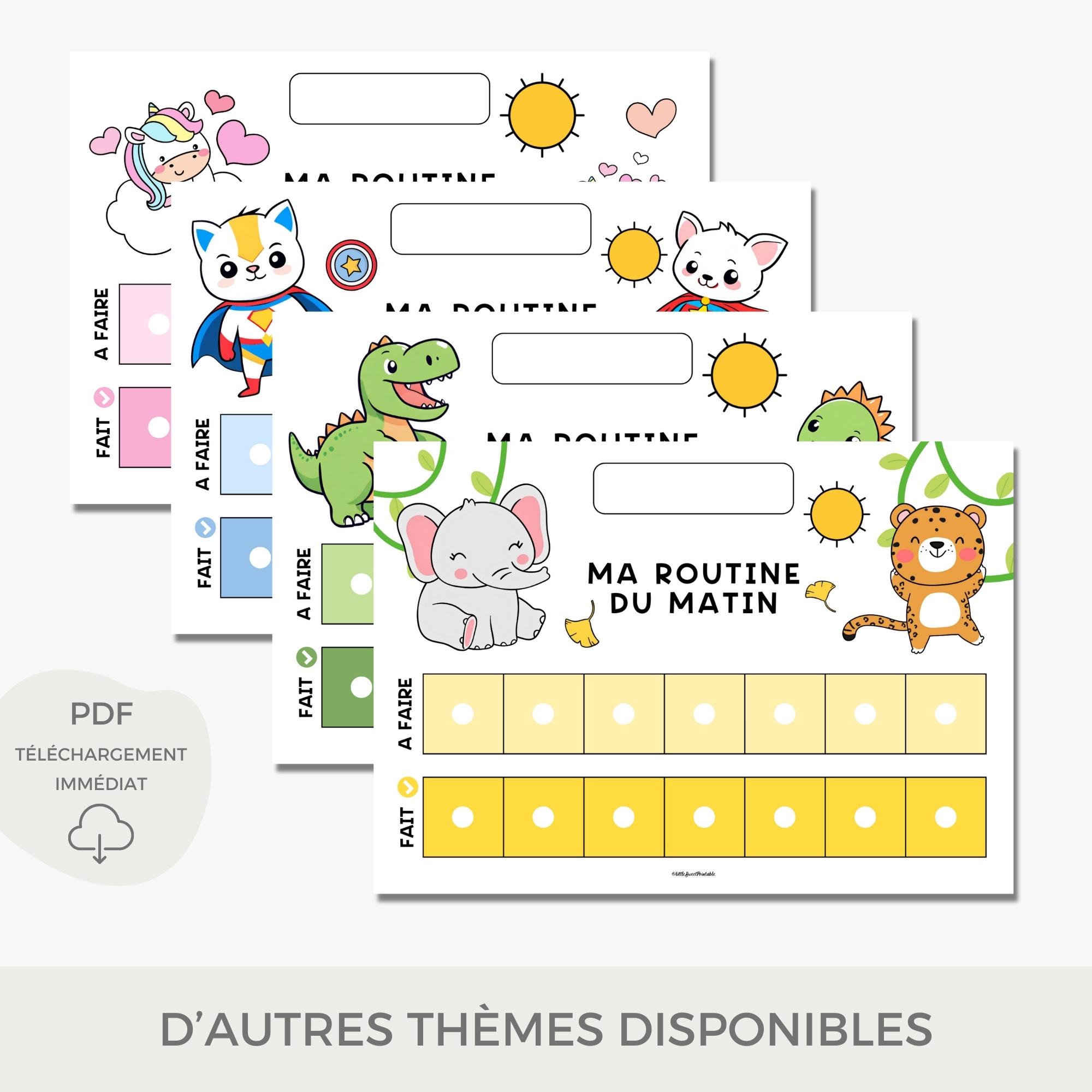 Tableau imprimable des routines matin pour enfants, Emploi du temps ...