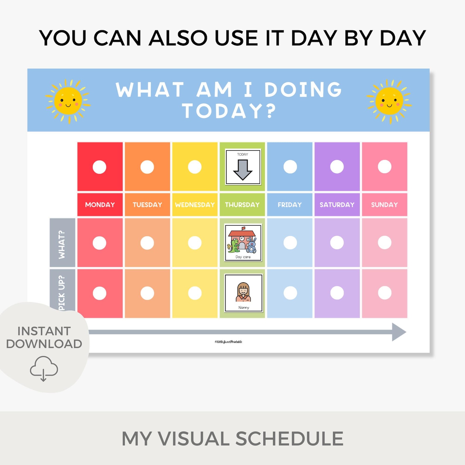 Weekly Visual Calendar, Toddler Visual Schedule, Daily Schedule, Weekly ...