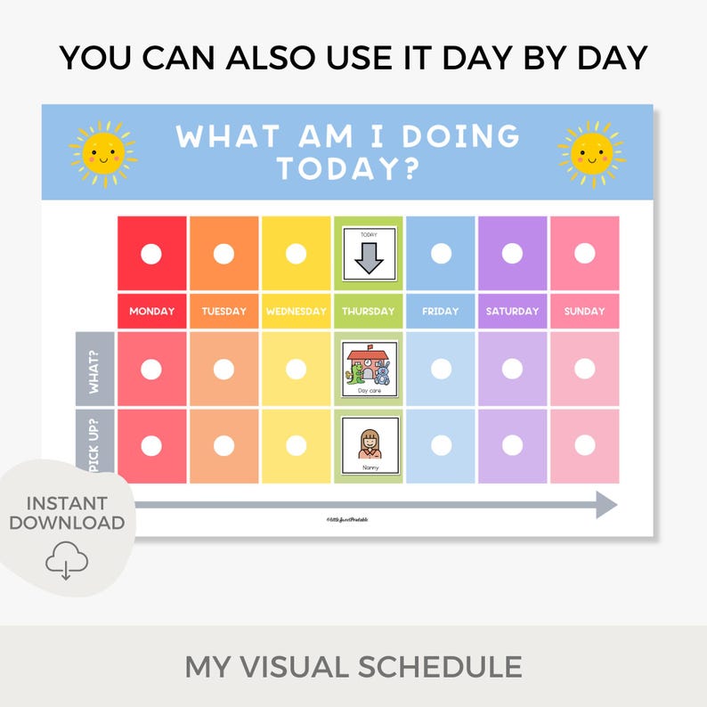Weekly Visual Calendar, Toddler Visual Schedule, Daily Schedule, Weekly ...