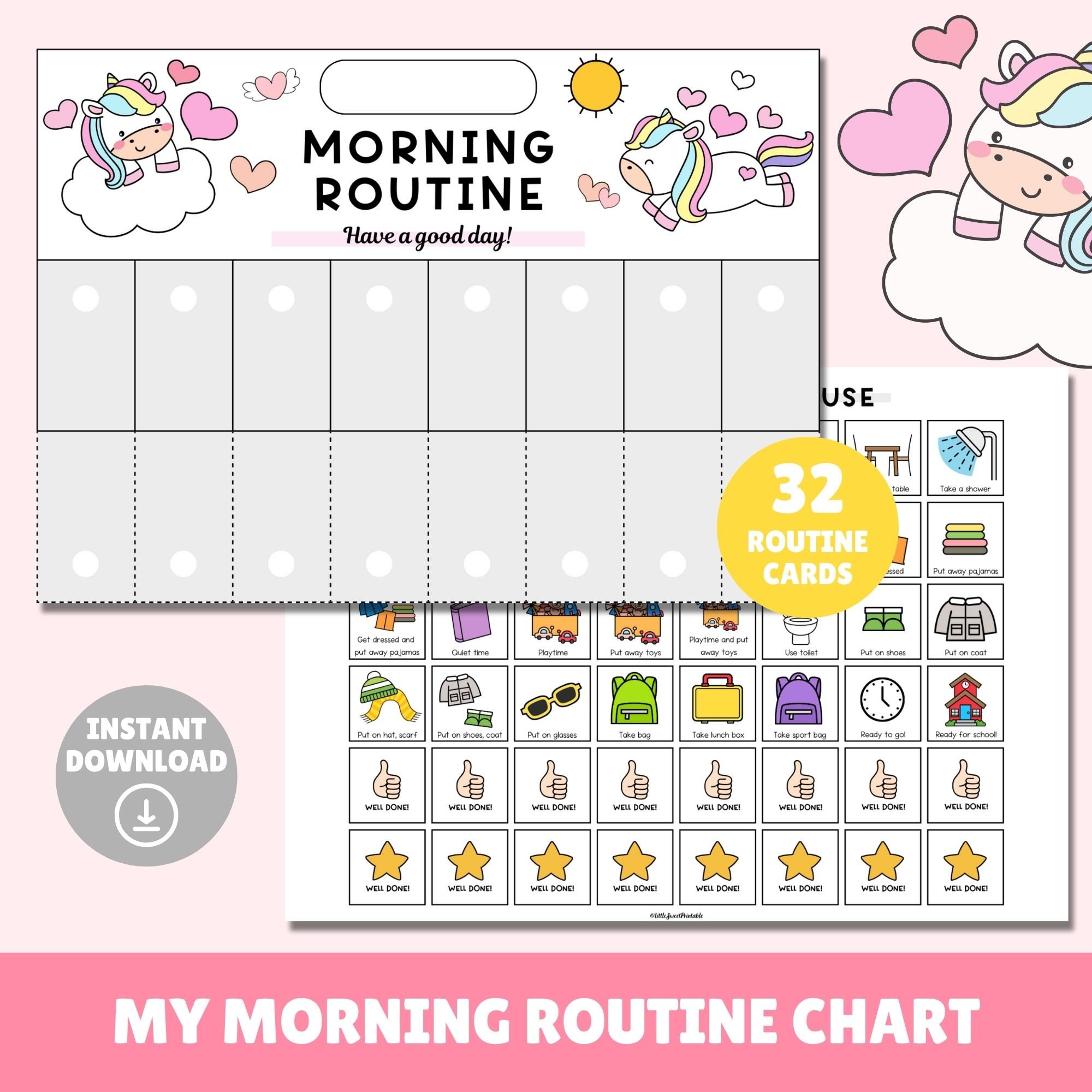 Morning Routine Printable for Kids Routine Chart for Toddler Tracker ...