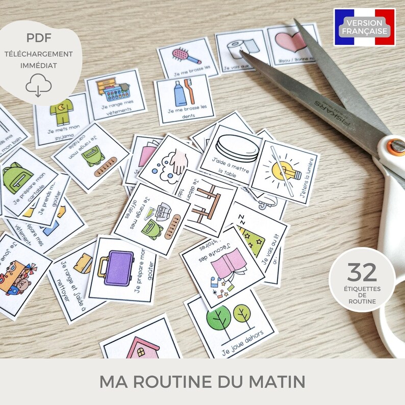 Tableau imprimable des routines matin pour enfants, Emploi du temps ...