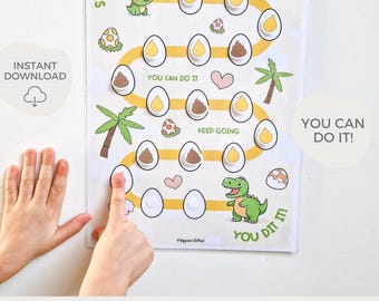 Potty training chart, Printable potty chart, Potty training reward for toddler, Toilet training, Potty sticker chart, Dinosaur potty chart