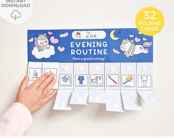 Bedtime routine chart, Evening routine flip chart, After school checklist, Kids chore chart, Printable kids routine chart, Visual schedule