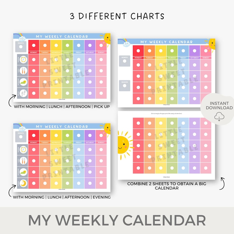 Weekly Visual Calendar, Weekly Schedule Kids, Visual Schedule, Daily ...
