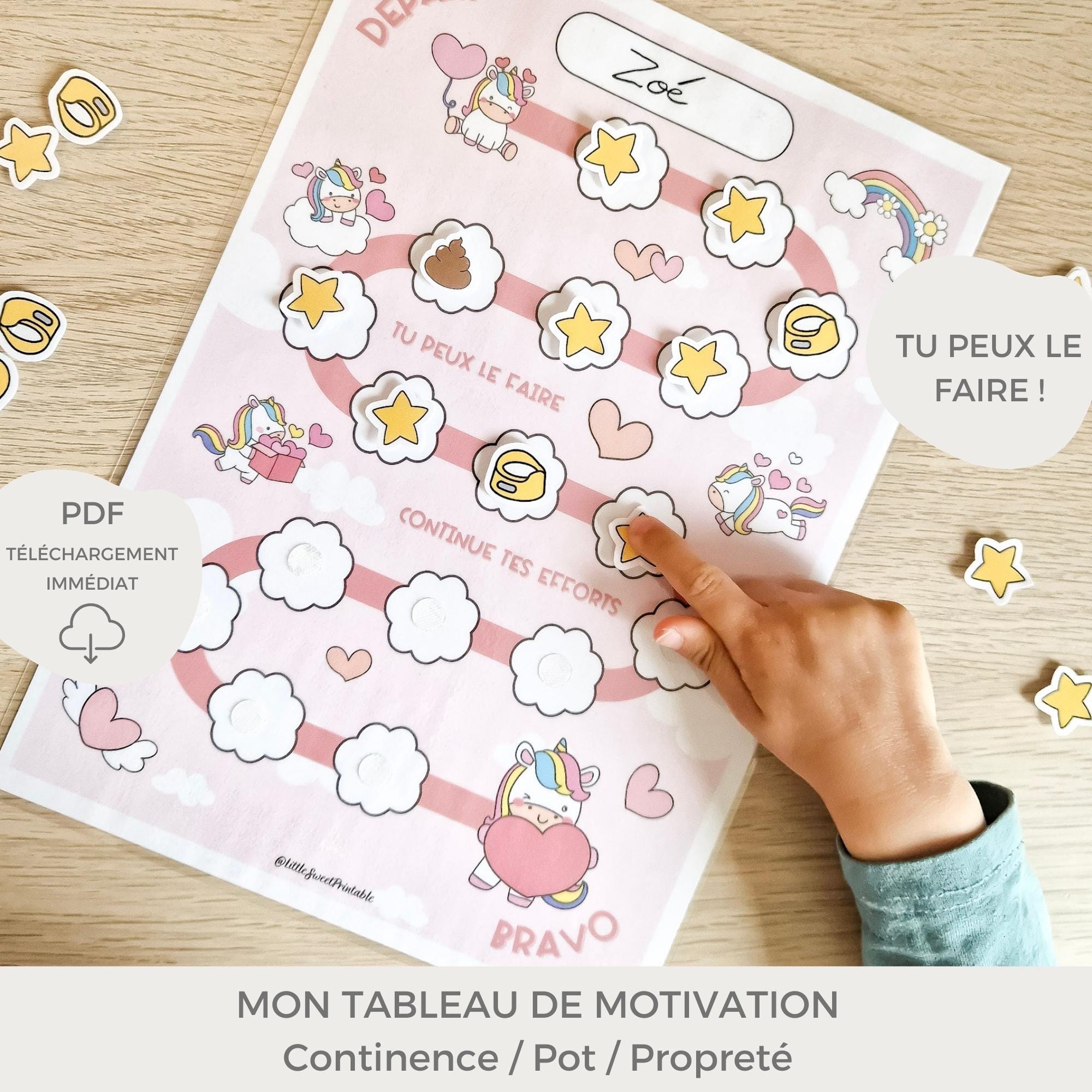 Tableau D'apprentissage De La Propreté Enfant - Avec Autocollants Licorne - Motivant Et Ludique - Pour Garçons Et Filles